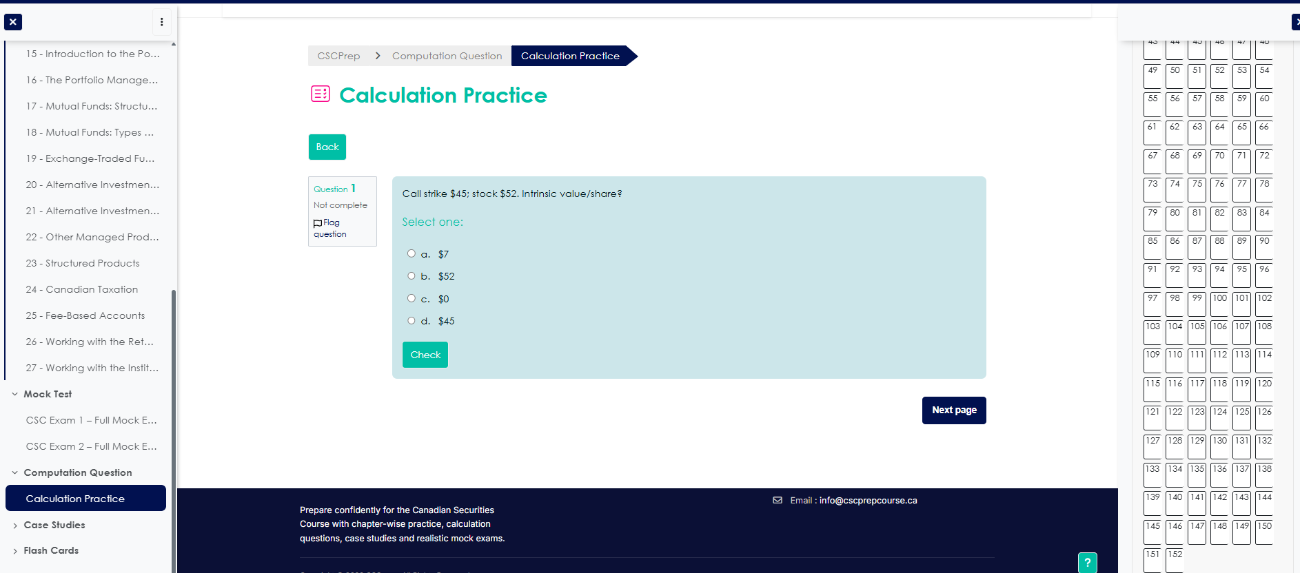 CSCprep calculation practice interface
